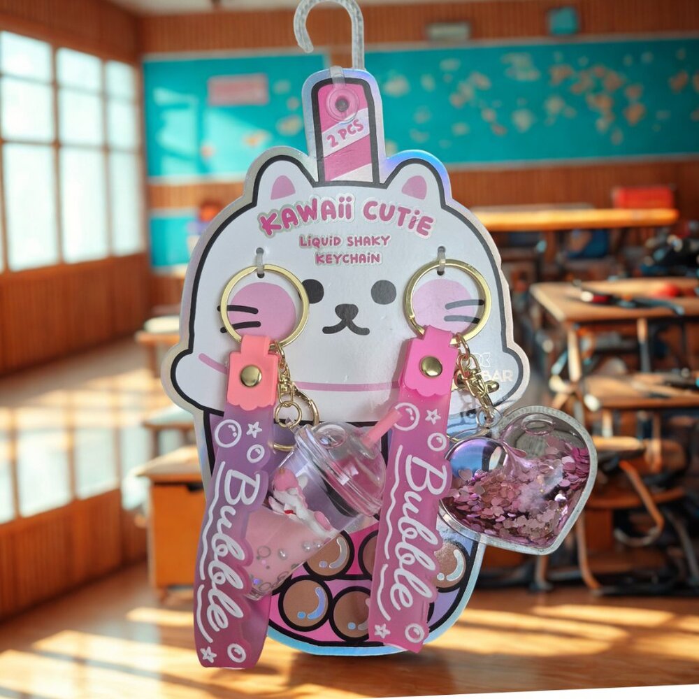 KAWAii CUTiE Liquid Shaky Keychains 2PC NWT